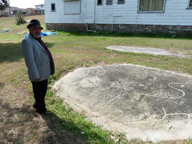 Uncle Greg Simms father's rock engraving, La Perouse